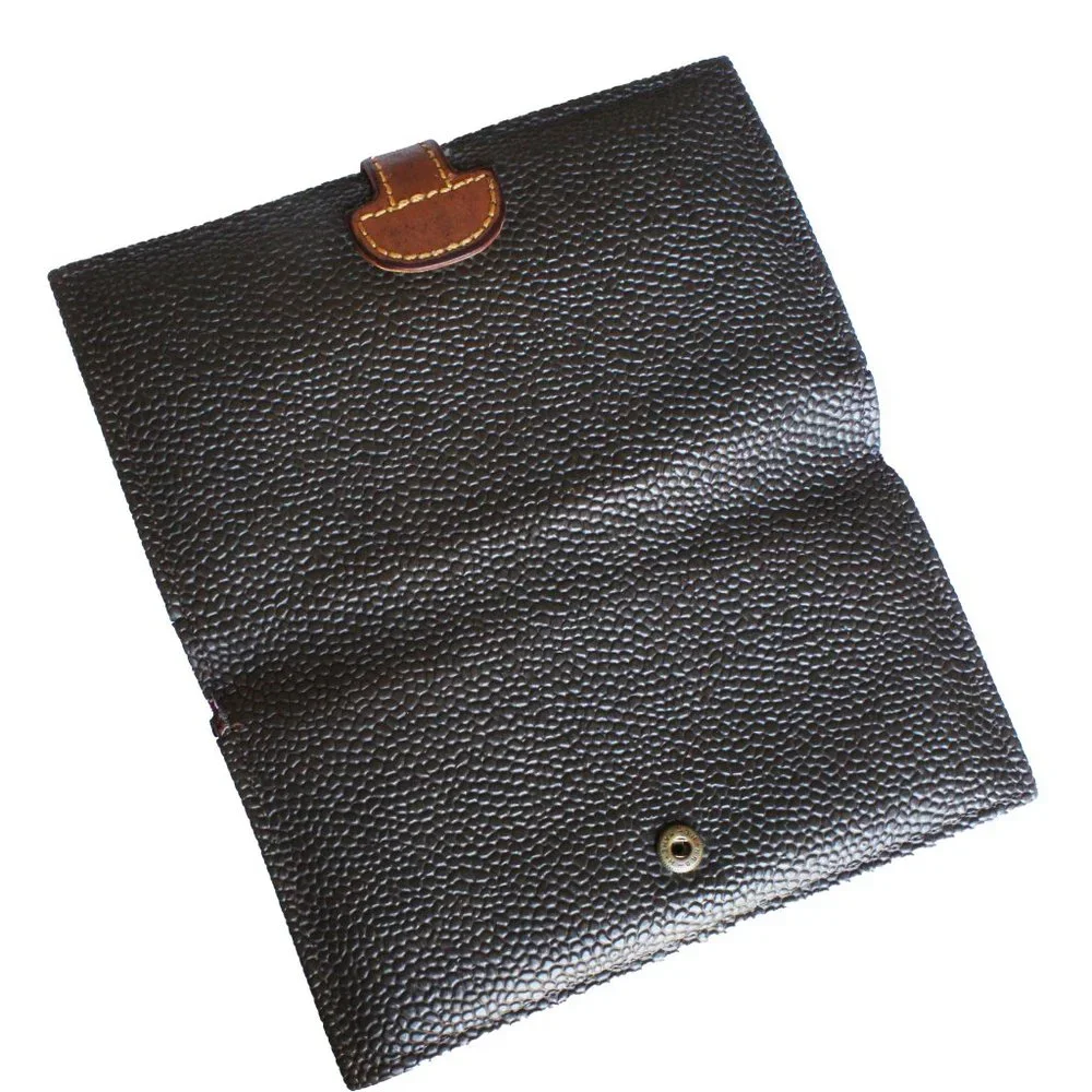 Mulberry Wallet Long Bifold Brown Caviar Leather Tan Leather Trim Vintage